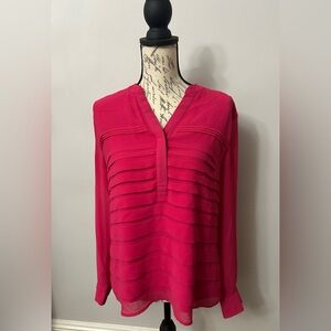 EUC Calvin Klein Fuchsia Layered Blouse. Sz Med